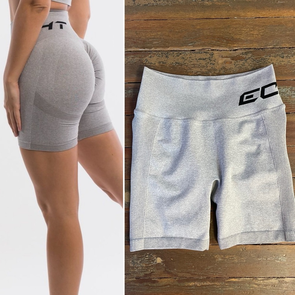 ECHT Arise Scrunch Butt Heather Gray Bike Shorts - Sz L 🧡🎀